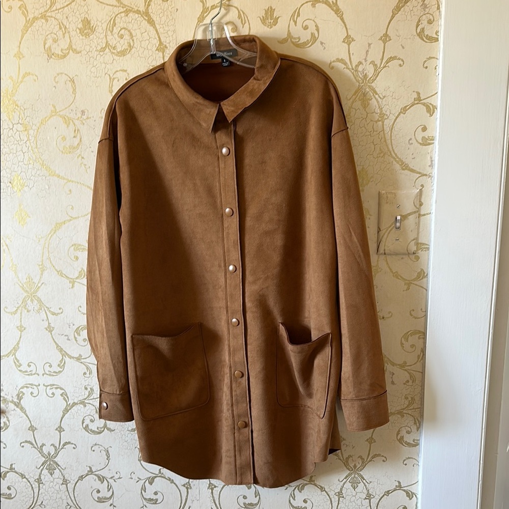 Brown Button-Up Shirt Jacket